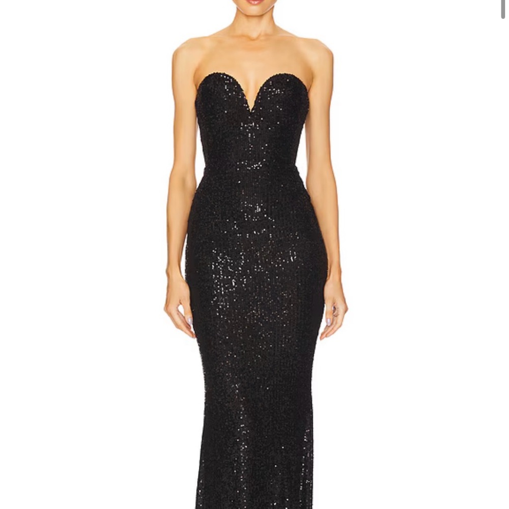 Nookie Black Sequin Strapless Gown